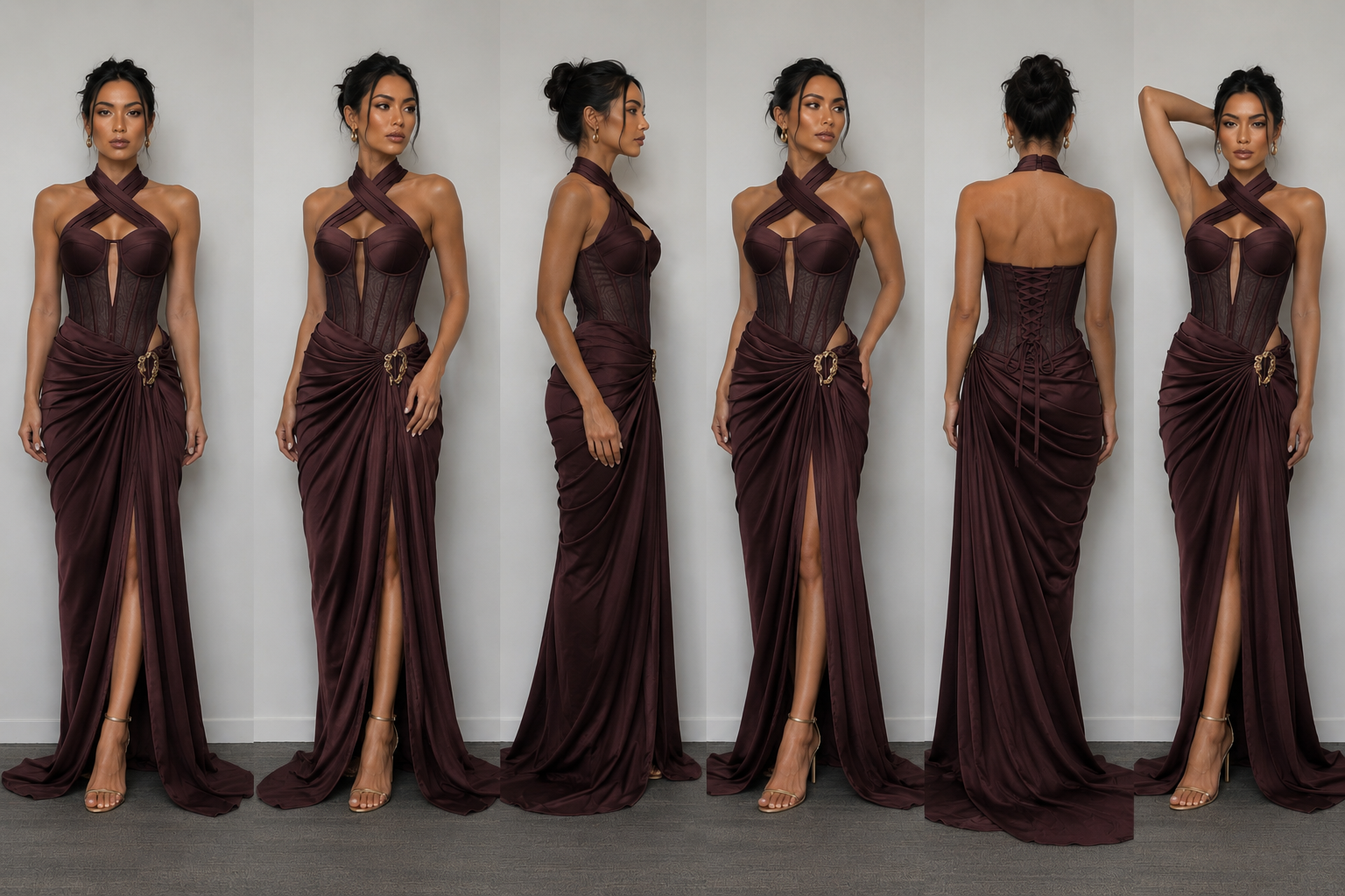 Jana Chocolate Brown Corset Maxi Dress - pre order
