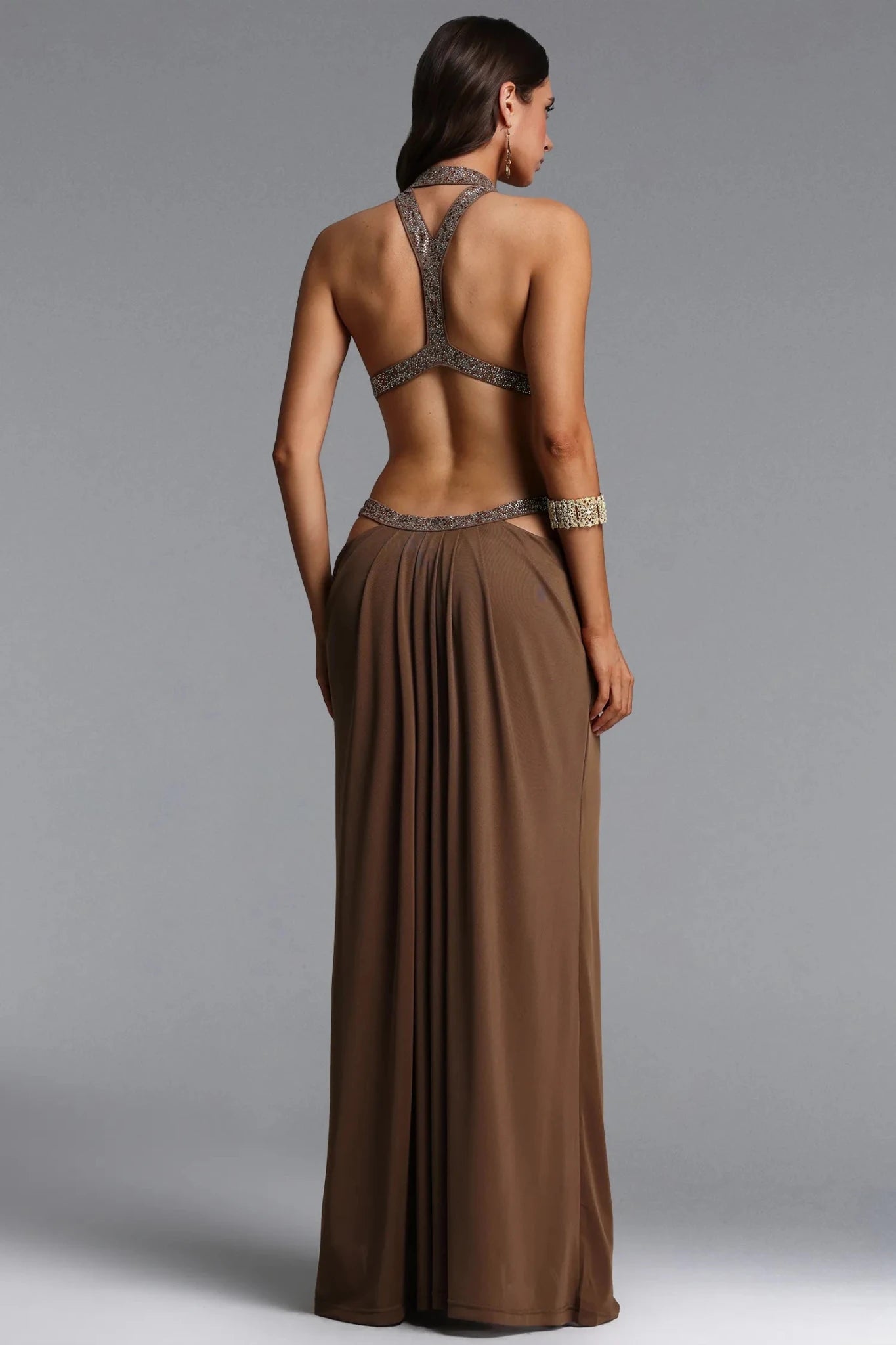 Athena Cut - Out Maxi Dress – Chocolate Draped Goddess Statement | Styled Collective - Styled Collective