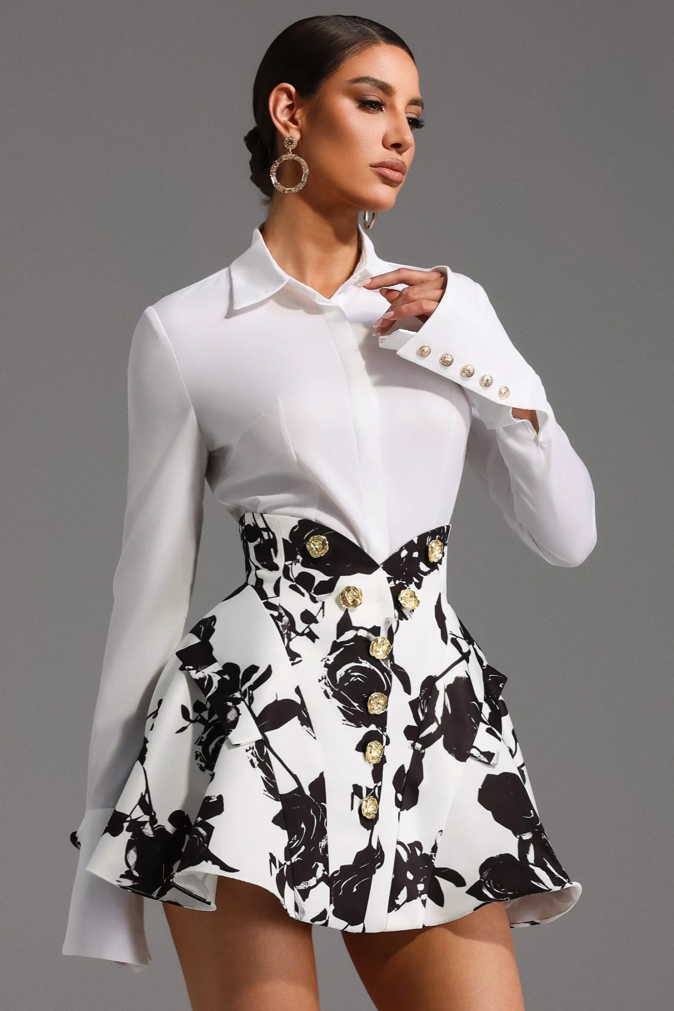 Eithne Long Sleeve Printing Mini Two - Piece Set - Styled Collective