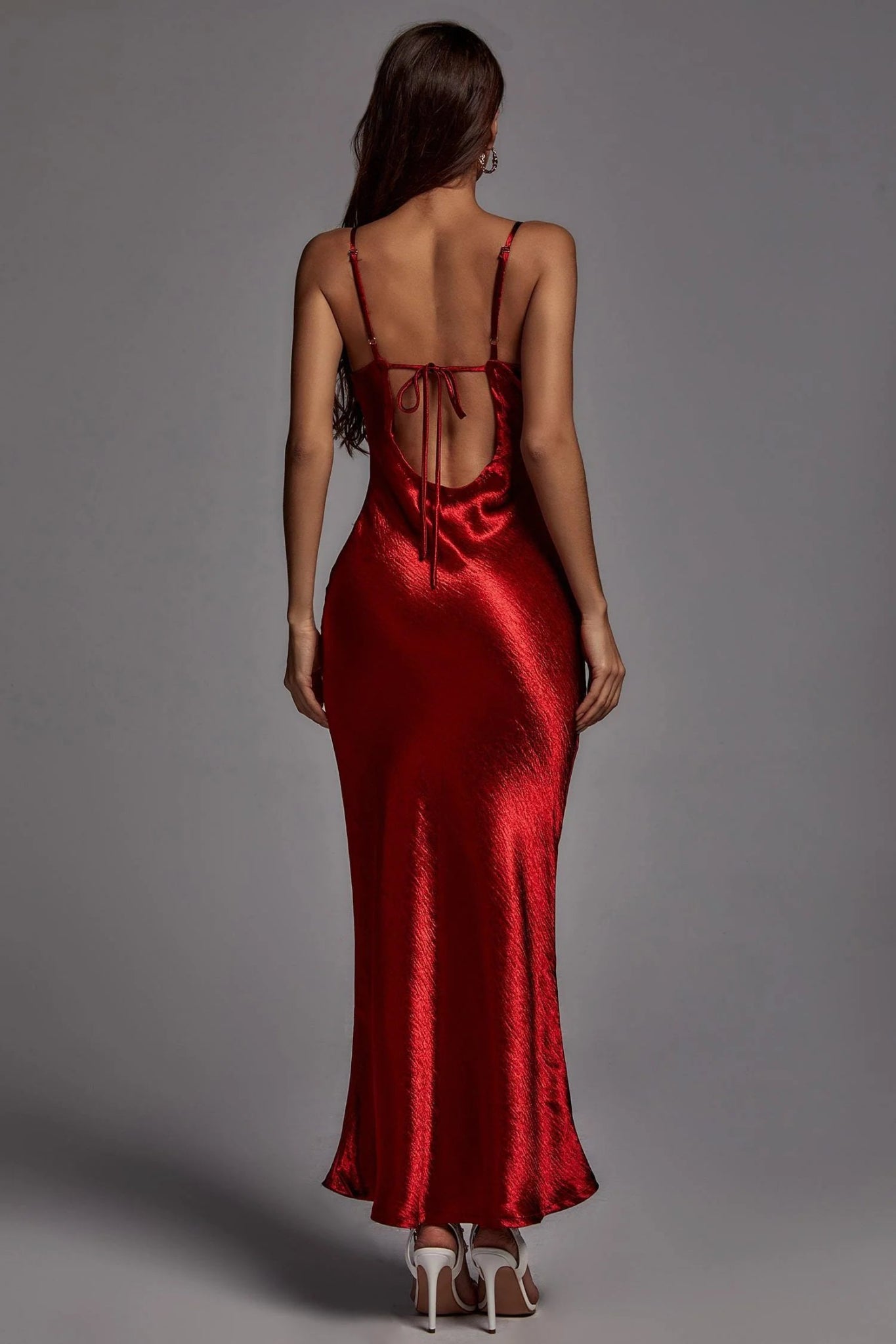 Emily Metallic Wine Maxi Dress - Styled Collective