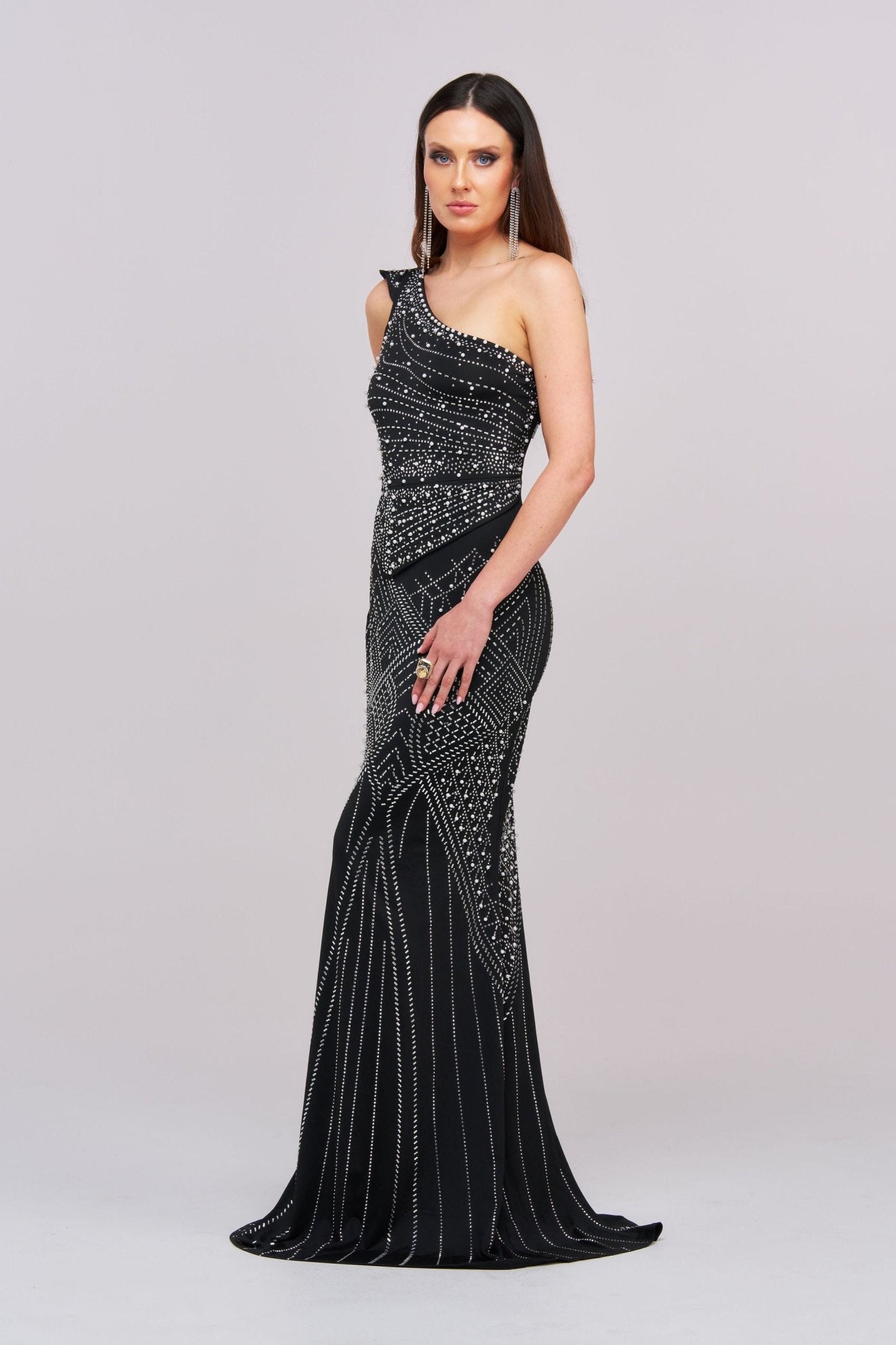Ferina Asymmetric Diamond Maxi Dress - Styled Collective