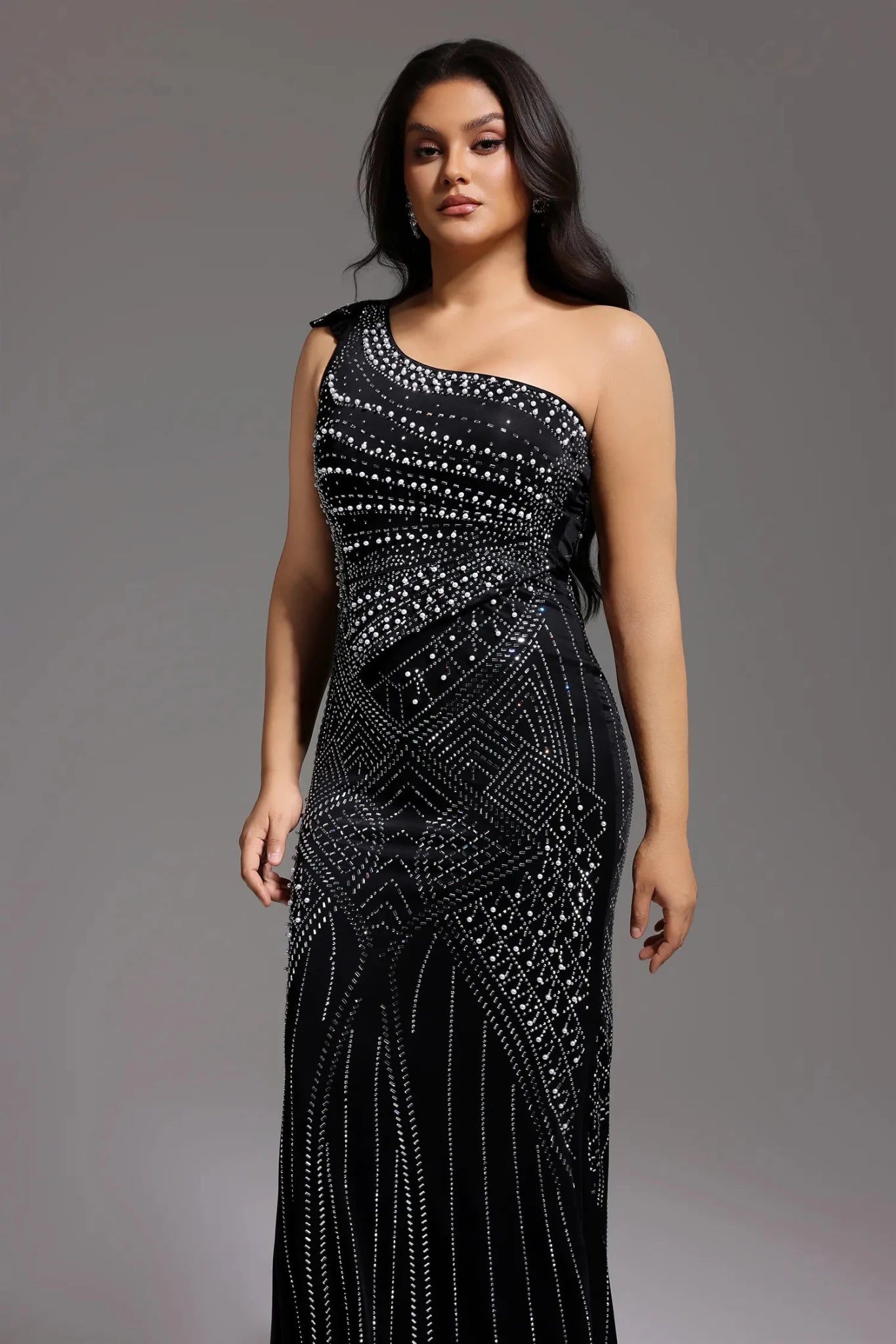 Ferina Asymmetric Diamond Maxi Dress - Styled Collective