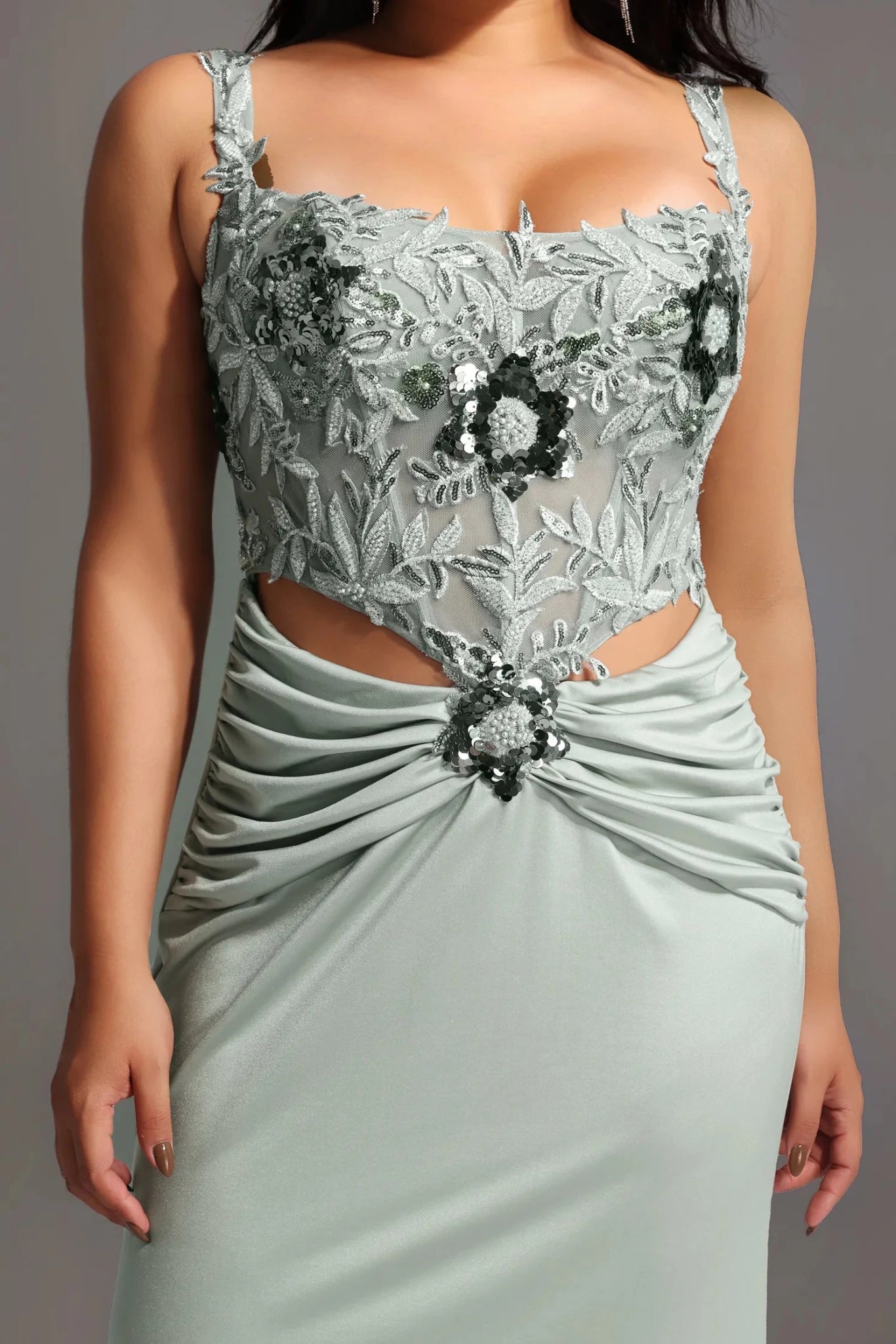 Galencia Embellished Cut - Out Maxi – Sage - Styled Collective