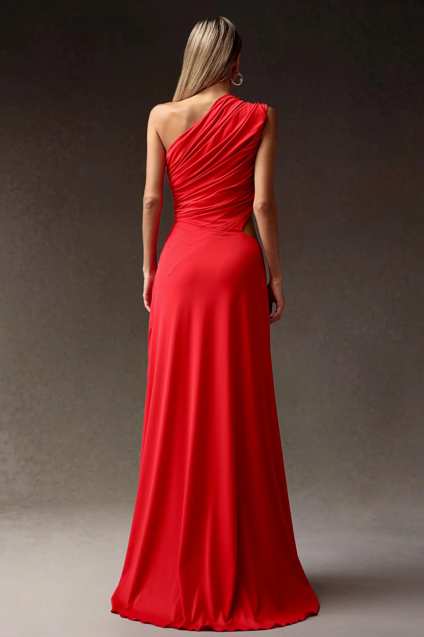 Gigi Red One Shoulder Cut Out Maxi Dress - Styled Collective