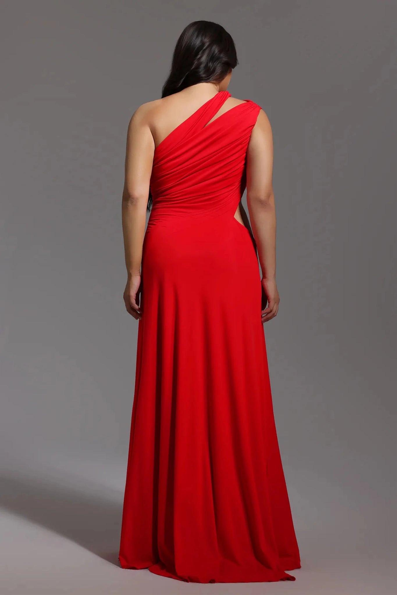 Gigi Red One Shoulder Cut Out Maxi Dress - Styled Collective