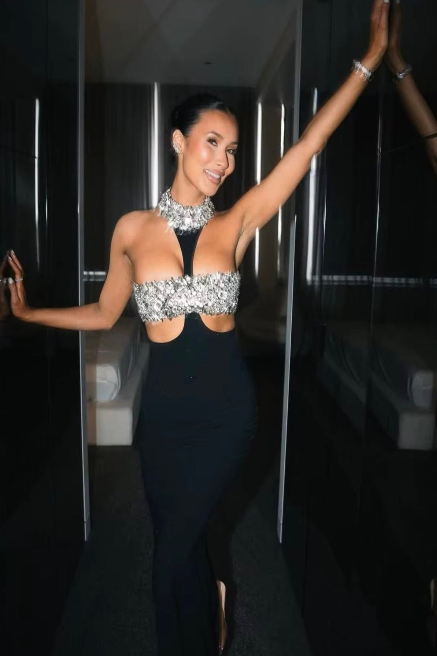 Islay Halter Diamond Hollow Out Bandage Maxi Dress - Styled Collective