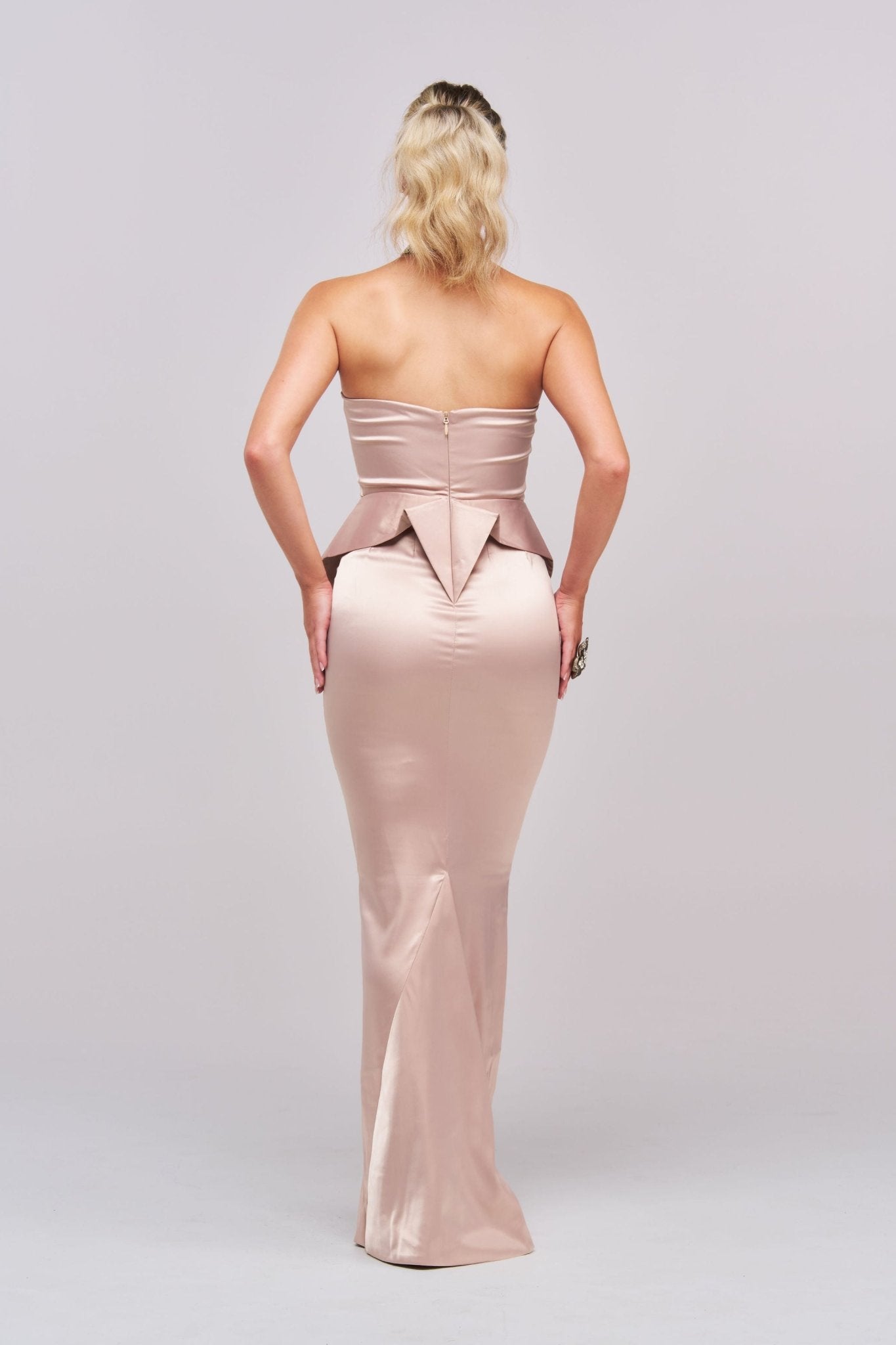 Ivana Champagne Column Maxi Dress - Styled Collective