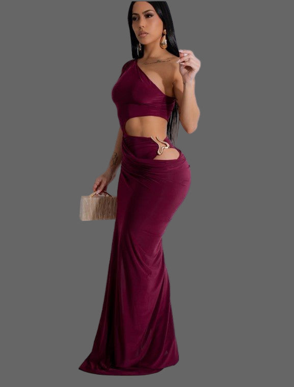 Kalima One - Shoulder Maxi Dress - Styled Collective