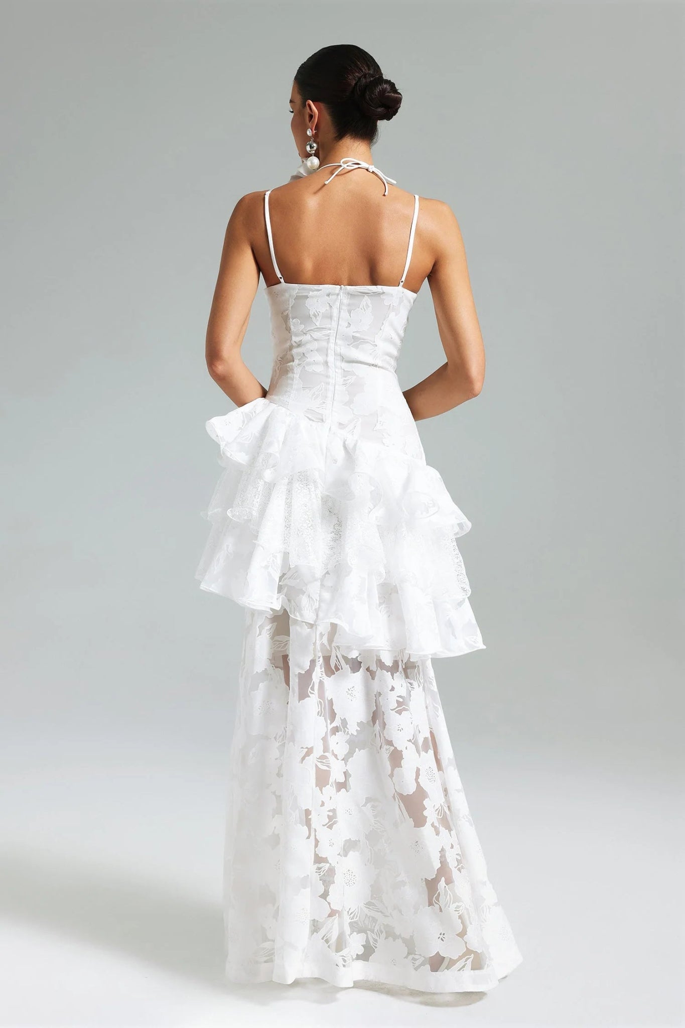 Kuller Flower Lace Ruffled Maxi Dress - Styled Collective