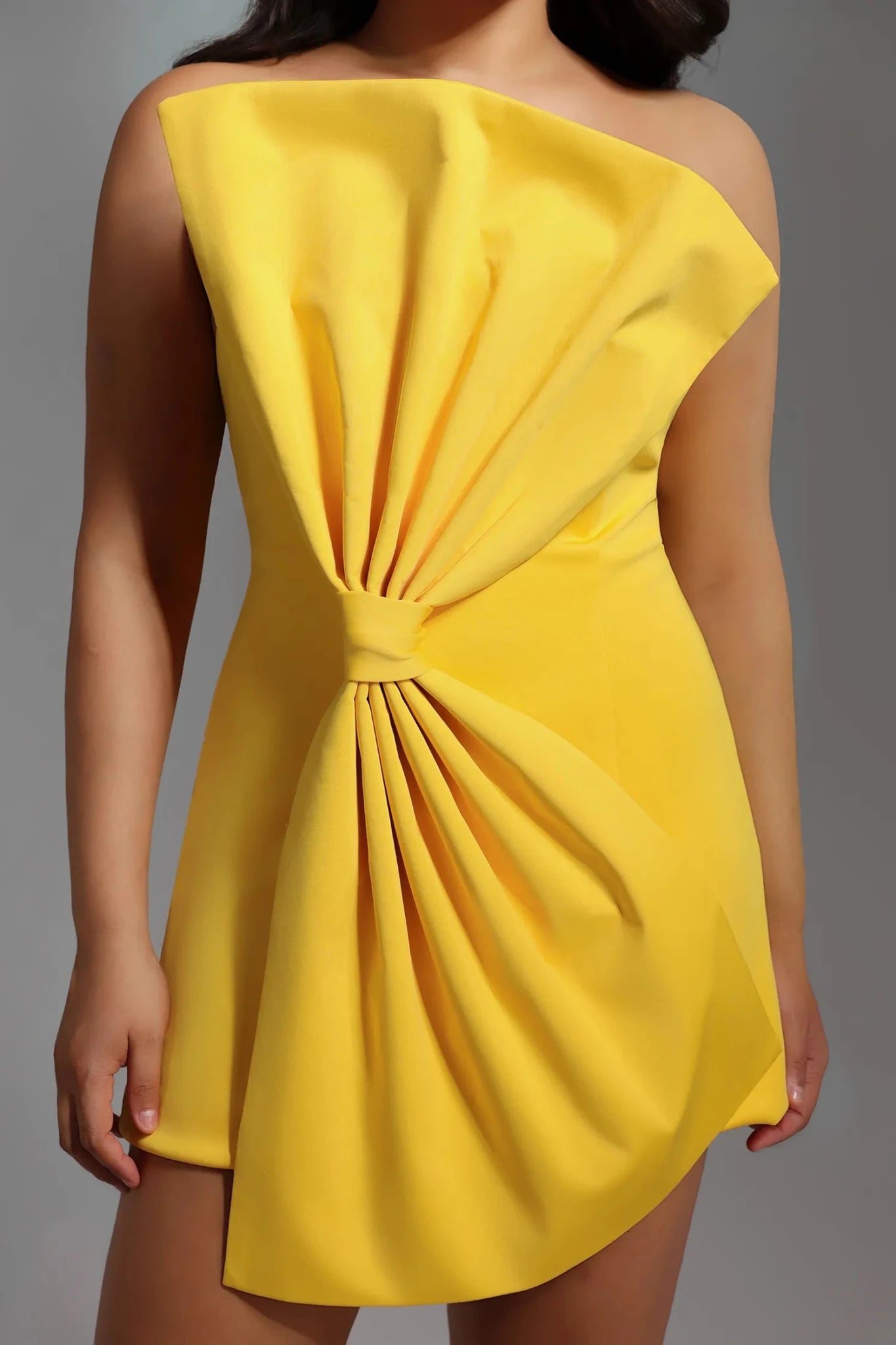 Majrela Bowknot Strapless Mini Dress - Yellow - Styled Collective