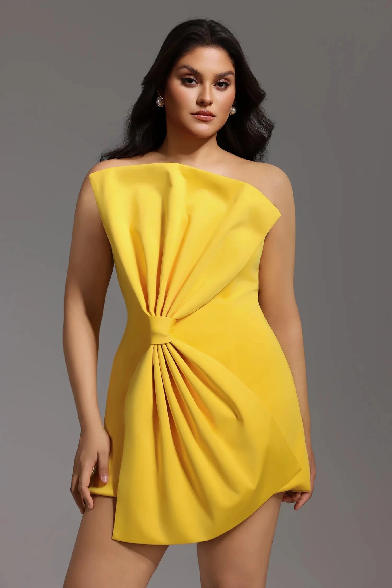 Majrela Bowknot Strapless Mini Dress - Yellow - Styled Collective