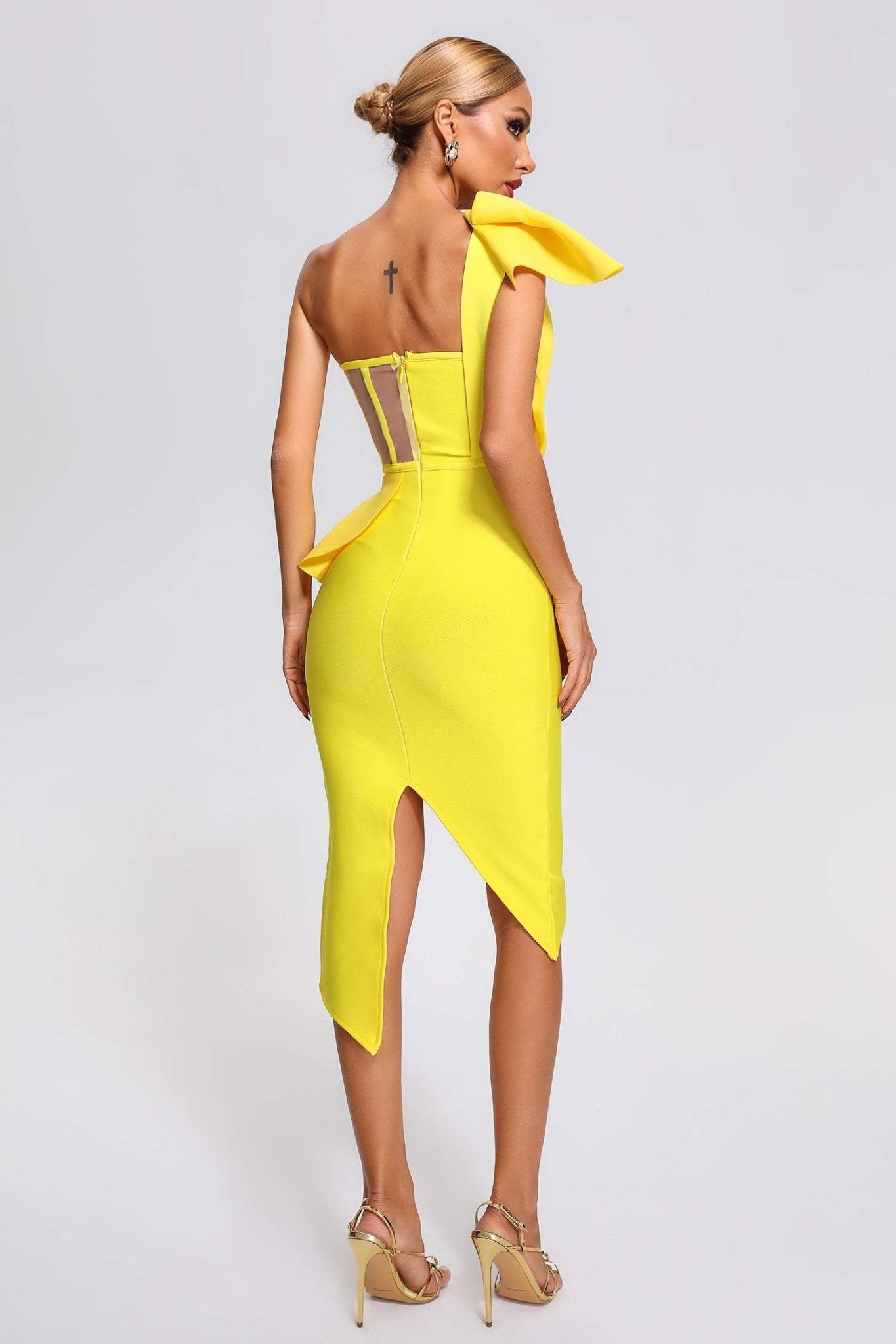 Maritza – Sculptural One - Shoulder Peplum Dress - Styled Collective