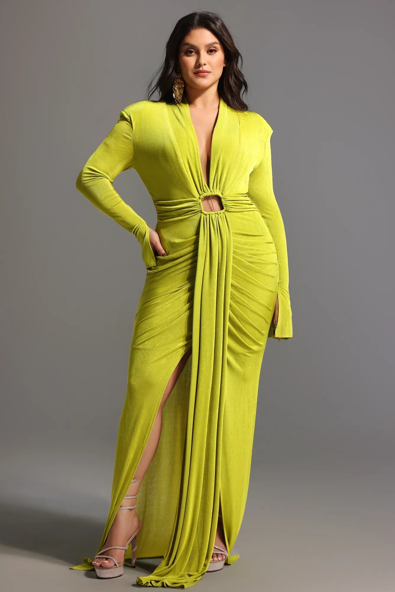 Naomi V - Neck Maxi Dress - Styled Collective