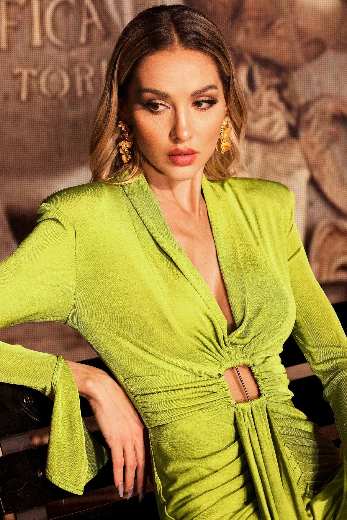 Naomi V - Neck Maxi Dress - Styled Collective