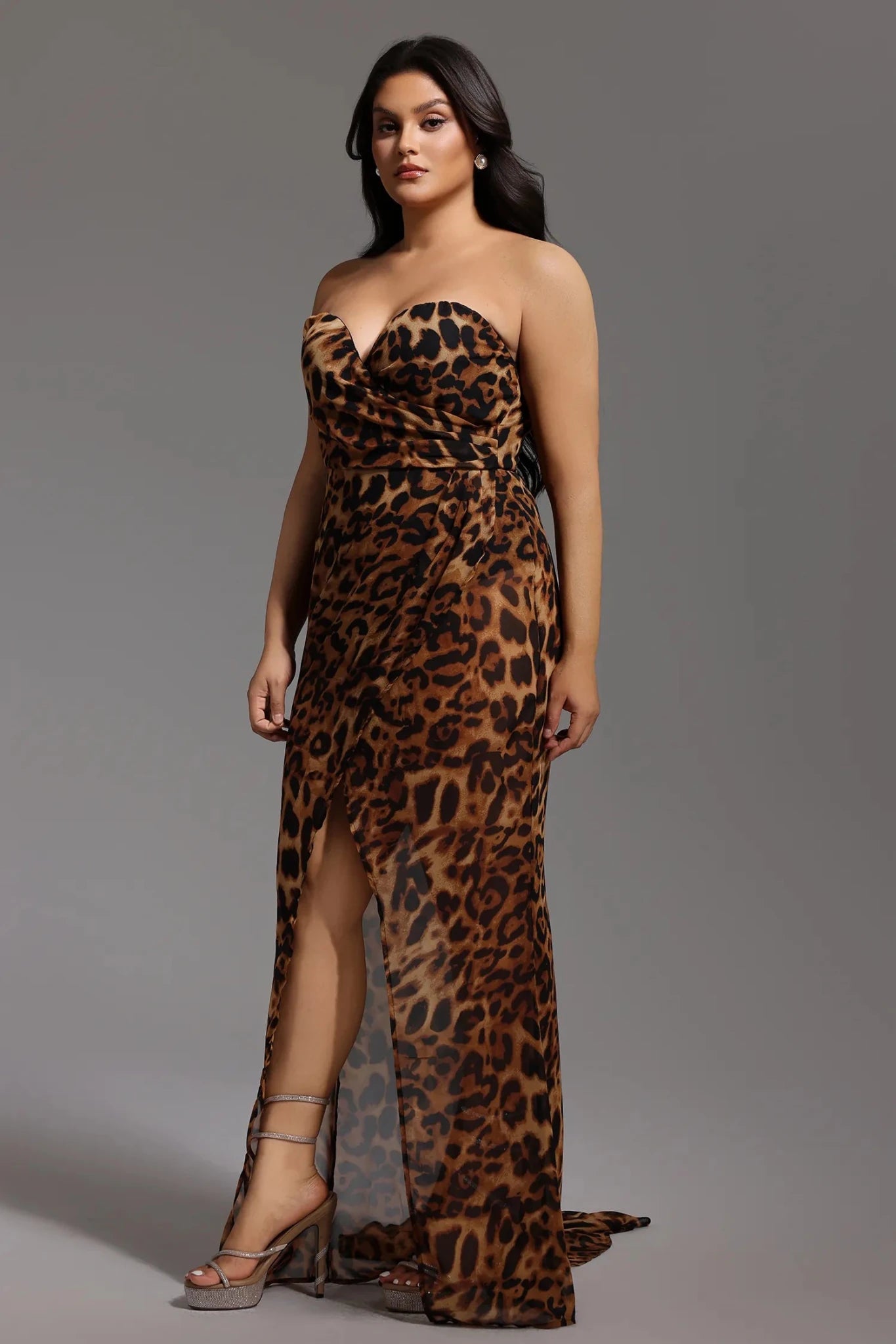 Nava Leopard Mesh Maxi Dress - Styled Collective