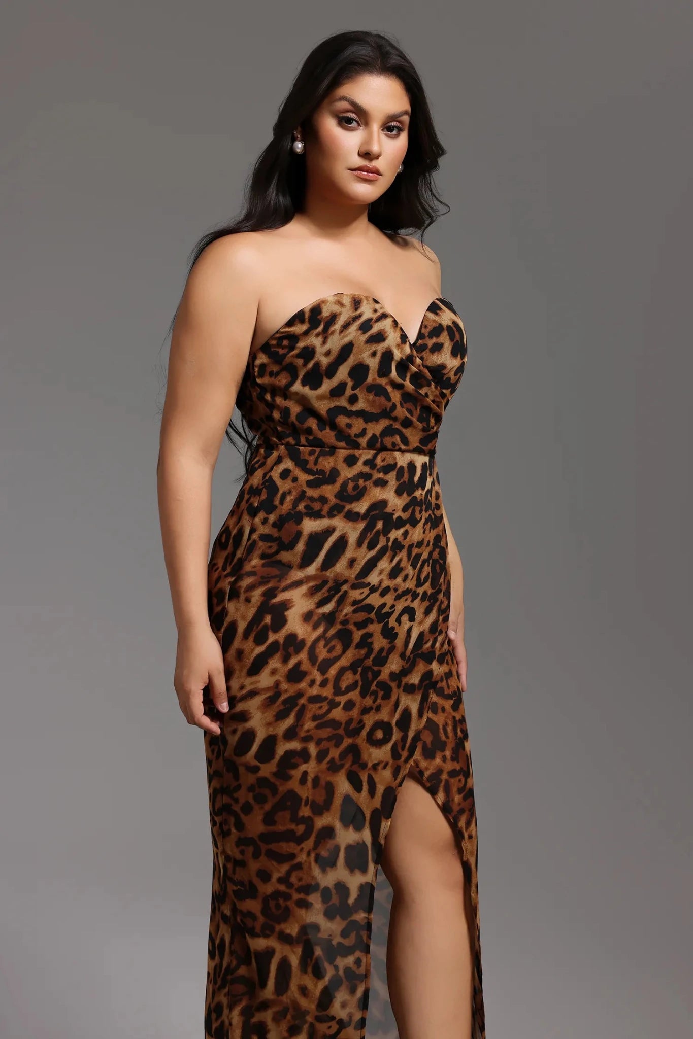 Nava Leopard Mesh Maxi Dress - Styled Collective