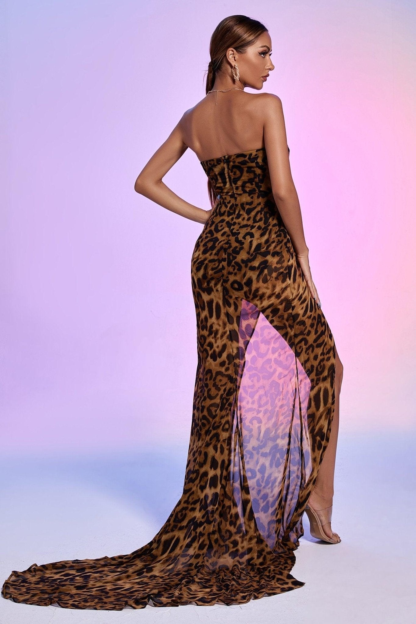 Nava Leopard Mesh Maxi Dress - Styled Collective