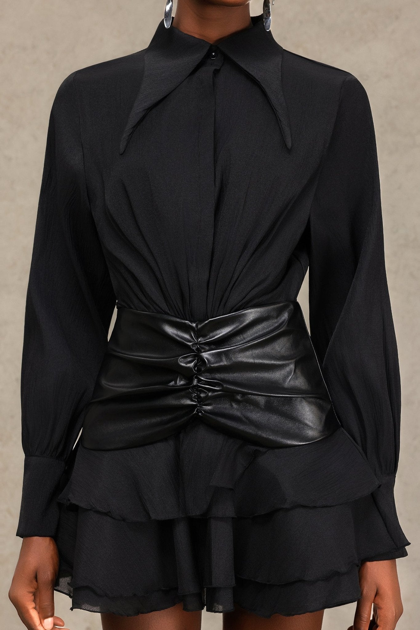 Nyara Draped Shirt Mini Dress - Styled Collective