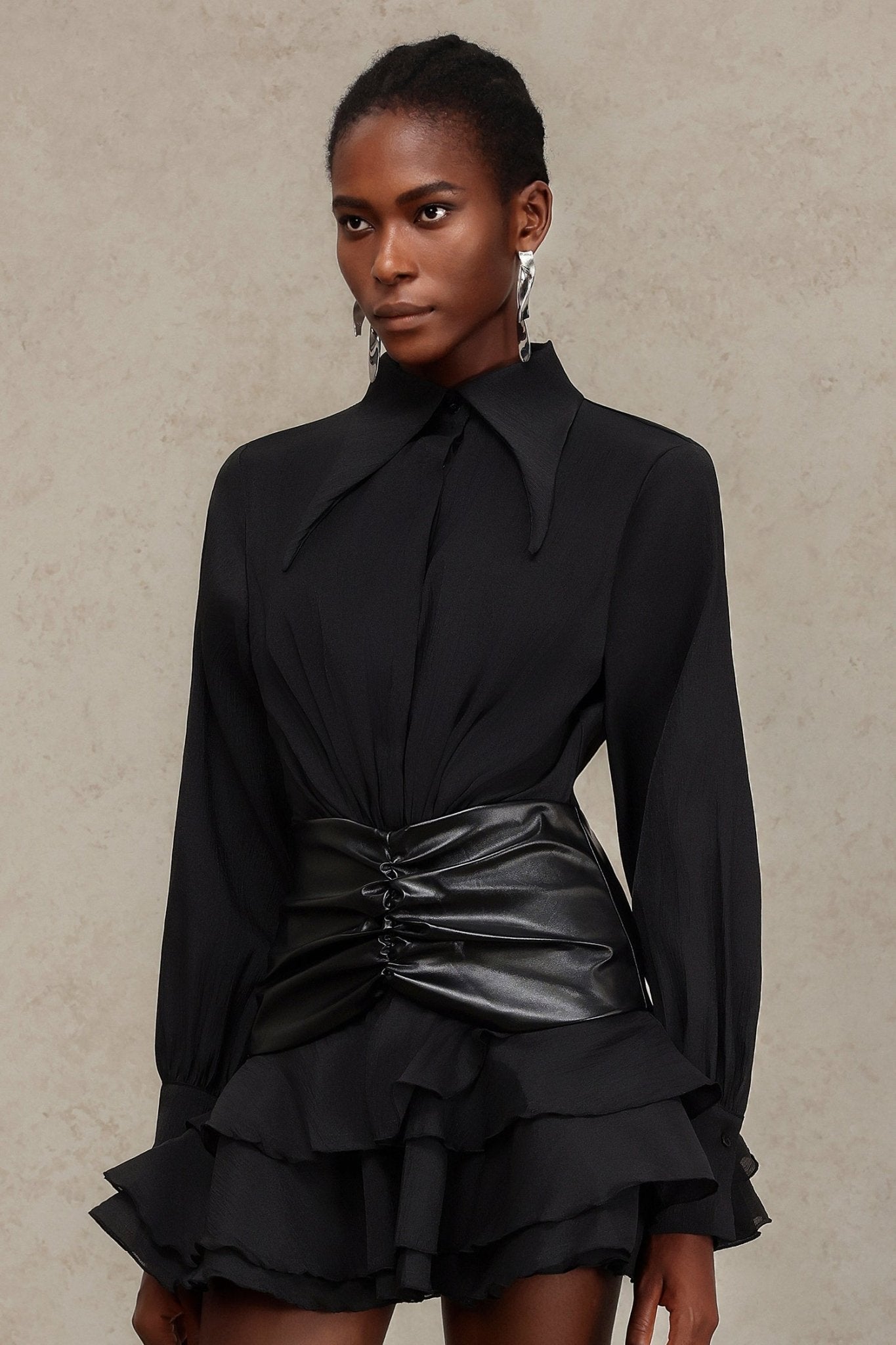 Nyara Draped Shirt Mini Dress - Styled Collective