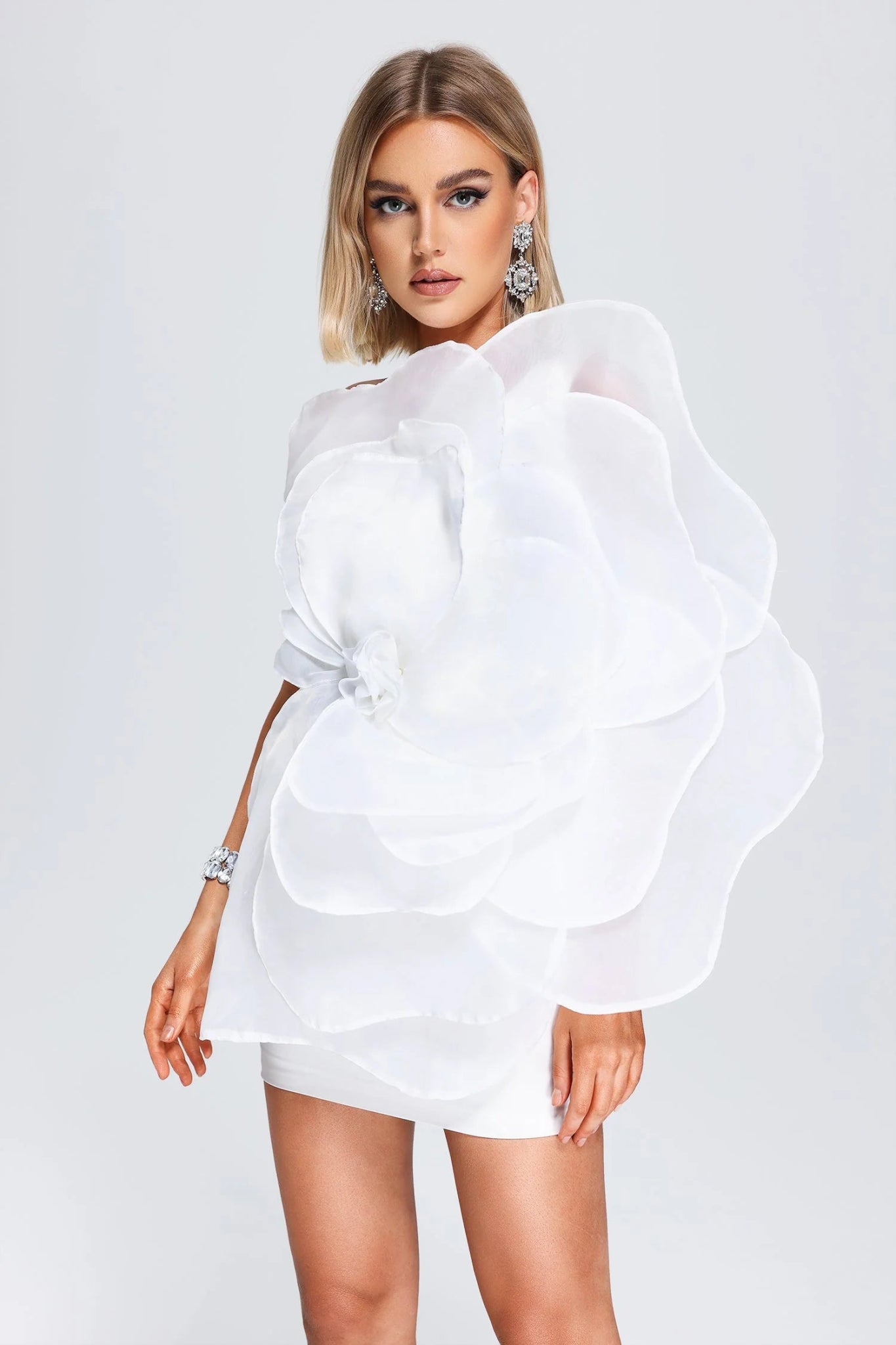 Nydia Mesh Flower Mini Tube Dress - Styled Collective