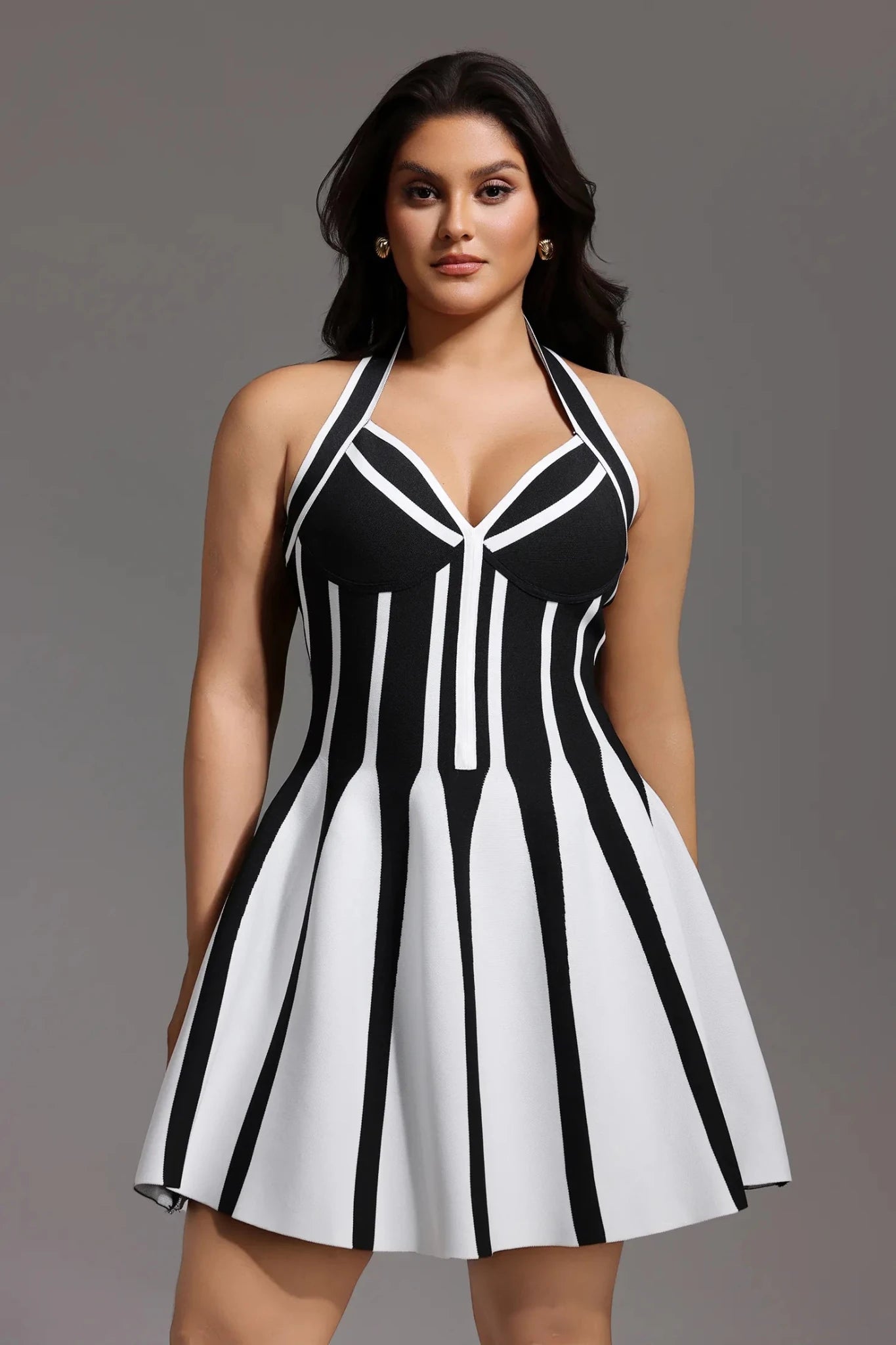 Paloma Halter Monochrome Mini Dress - Styled Collective