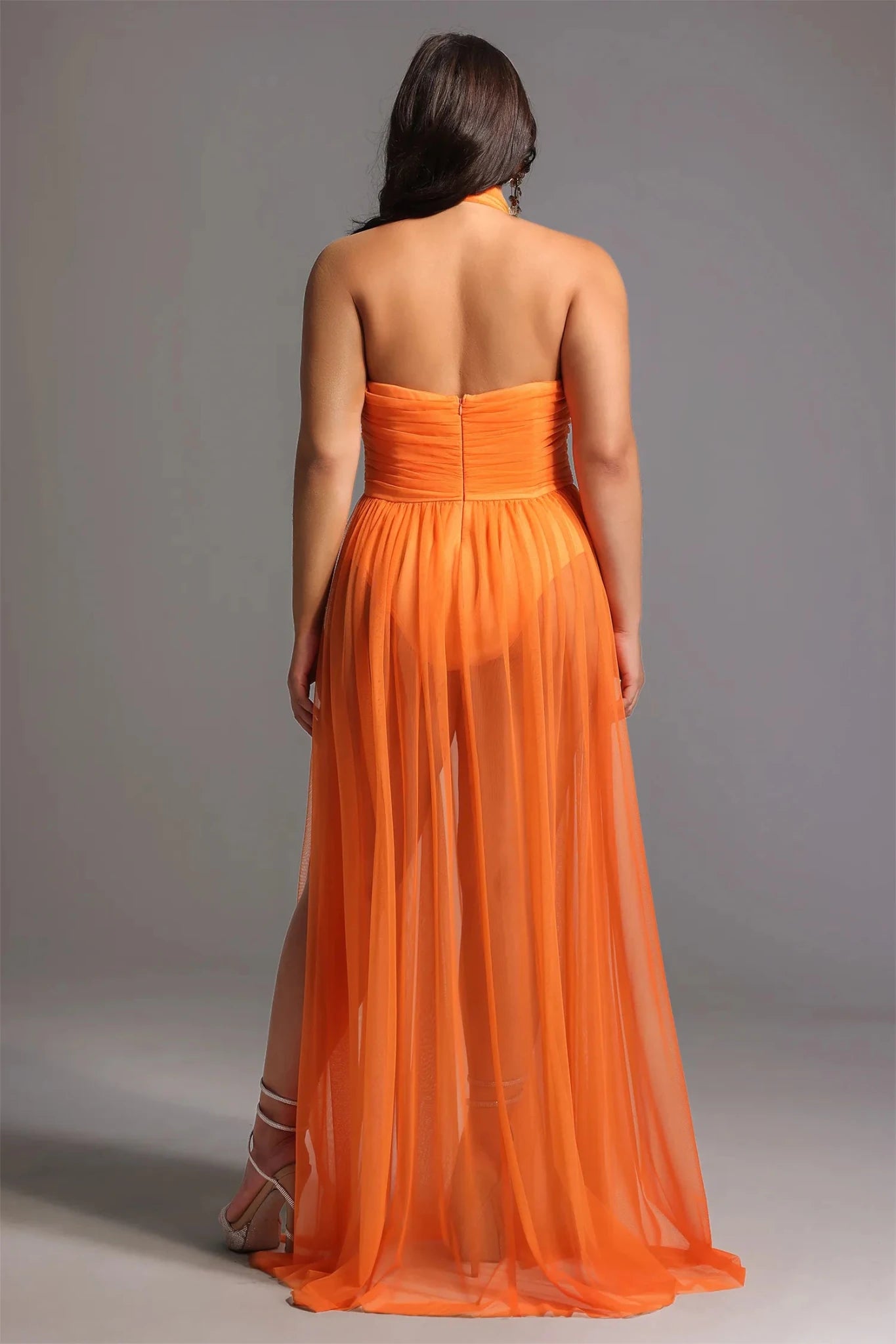 Rivka Halterneck Twist Mesh Maxi Dress - Styled Collective