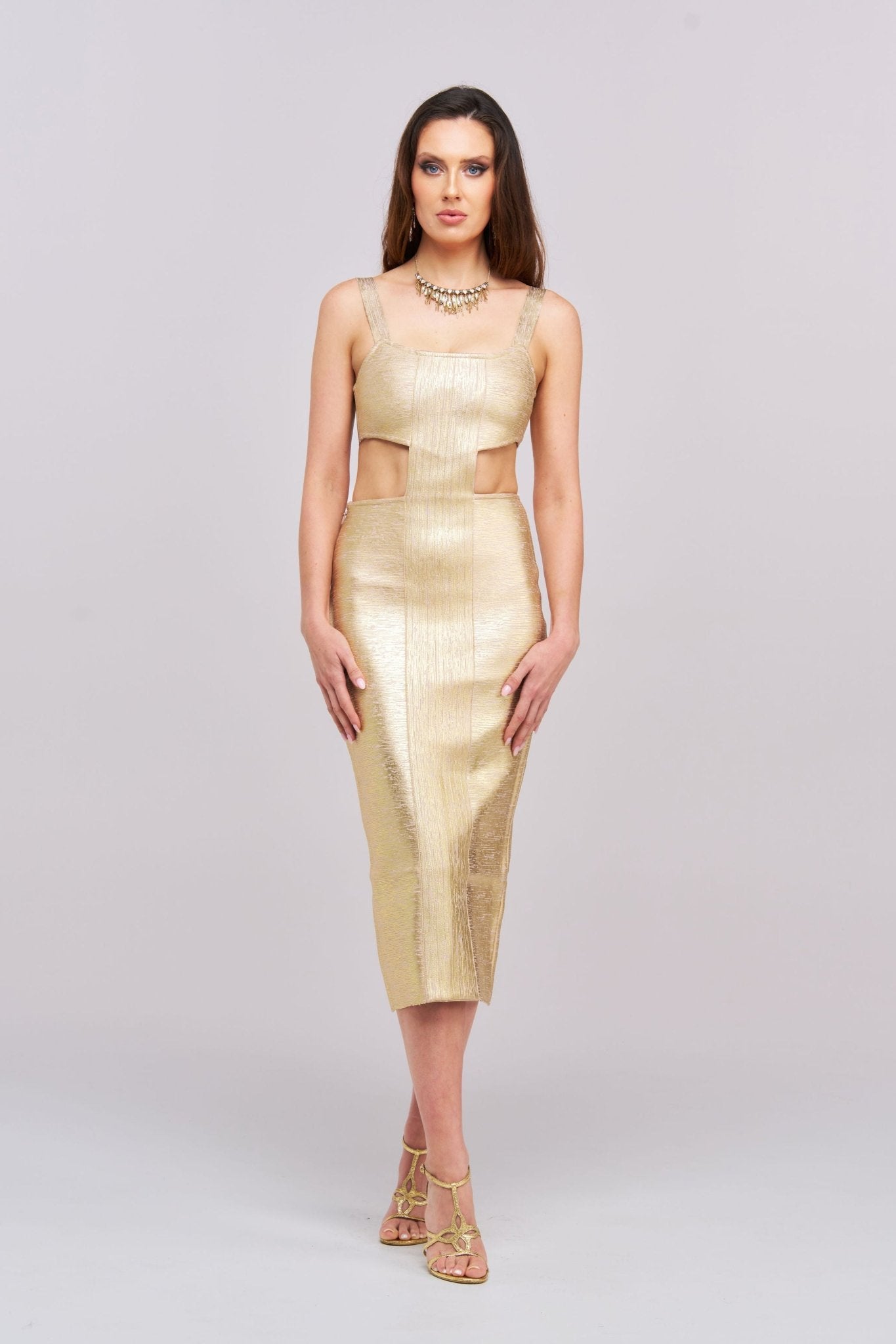 Seraphina Gold Metallic Midi - Styled Collective