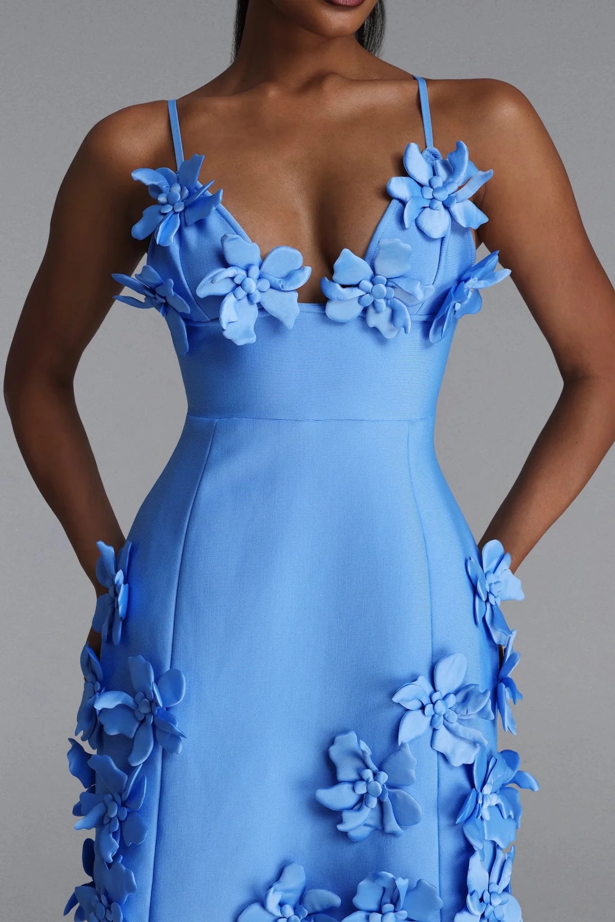 Tahlia Blue Floral Appliqué Mini Dress - Spring racing - Styled Collective