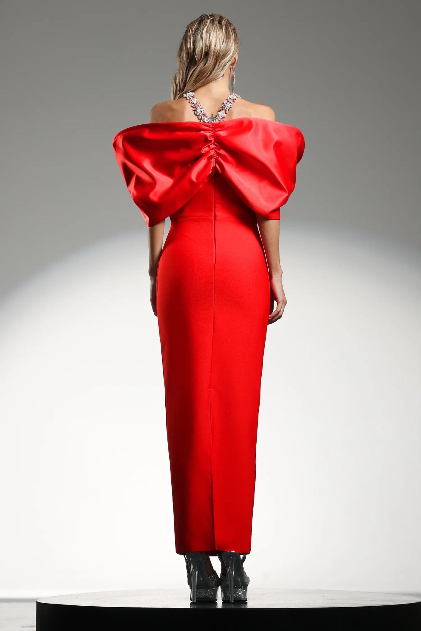 Valentina – Red Bow Strapless Gown - Styled Collective