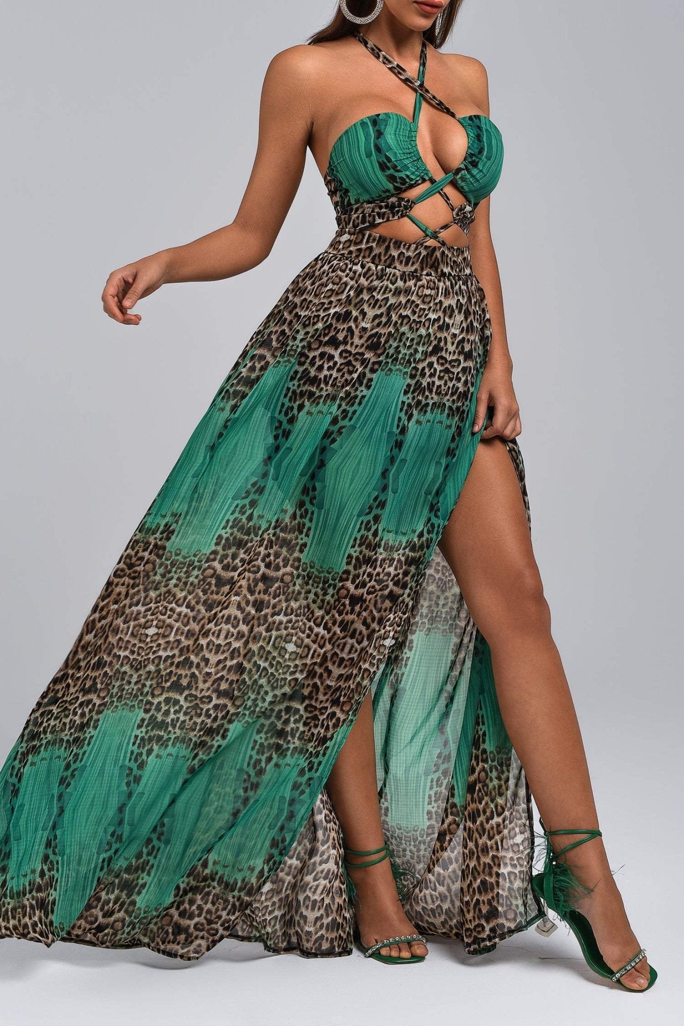 Vix Halter Leopard Maxi Dress - Styled Collective
