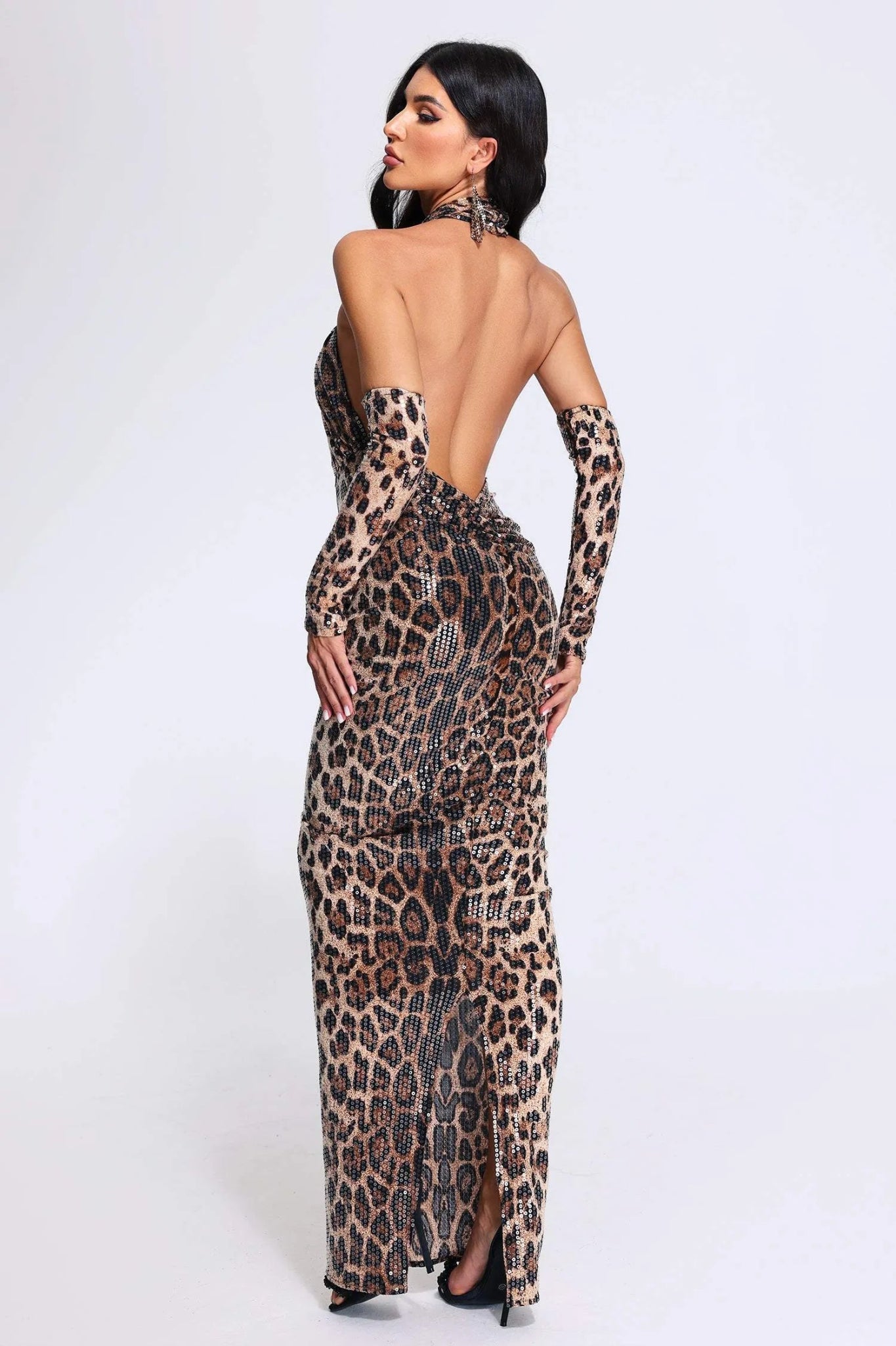 Wilburta Sequin Halter Maxi Dress - Styled Collective