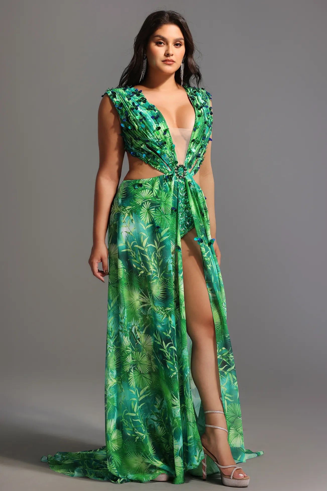 Yolanda Printed Embellished Maxi Dress (J - Lo dupe dress) - Styled Collective