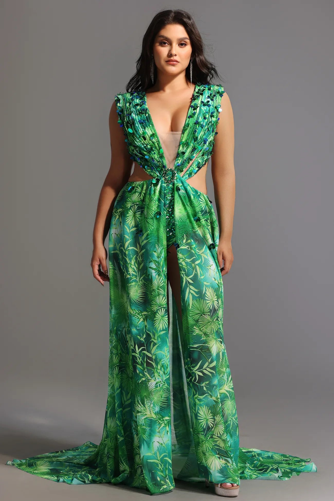 Yolanda Printed Embellished Maxi Dress (J - Lo dupe dress) - Styled Collective