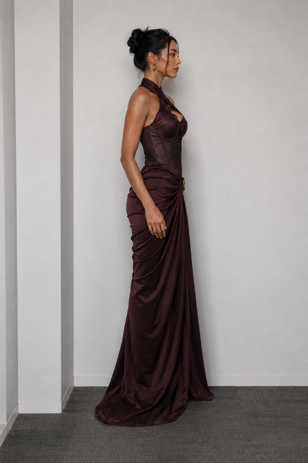 Jana Chocolate Brown Corset Maxi Dress - pre order