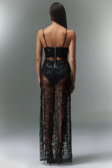Panra Sleeveless Tassels Sequin Slit Maxi Dress