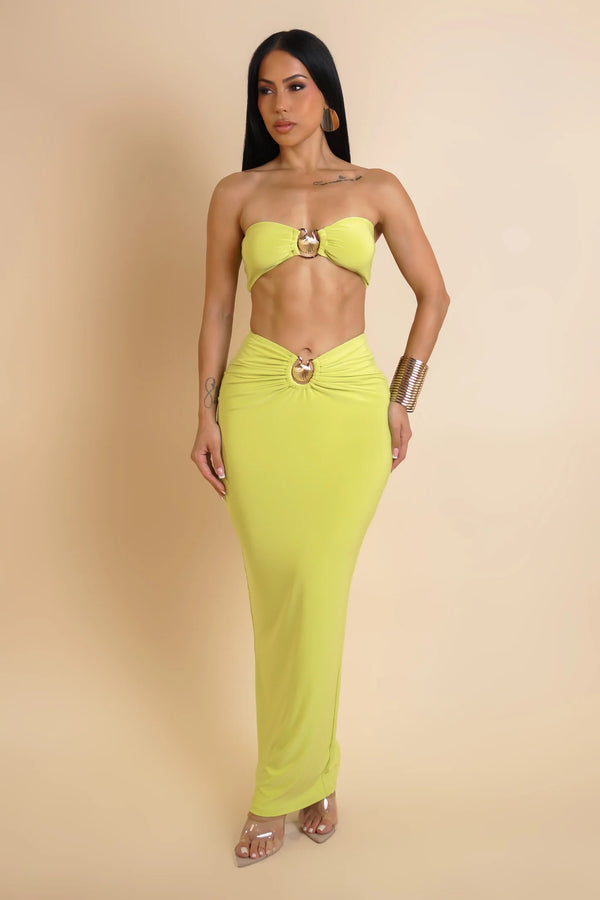 LET ME HANDLE IT SKIRT SET - LIME GREEN