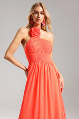 Clea Halter neck Pleat Flower Maxi Dress