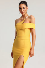 Falisa Pearl Strap One Shoulder Midi Dress