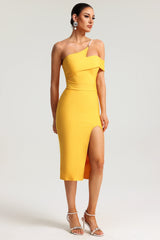 Falisa Pearl Strap One Shoulder Midi Dress