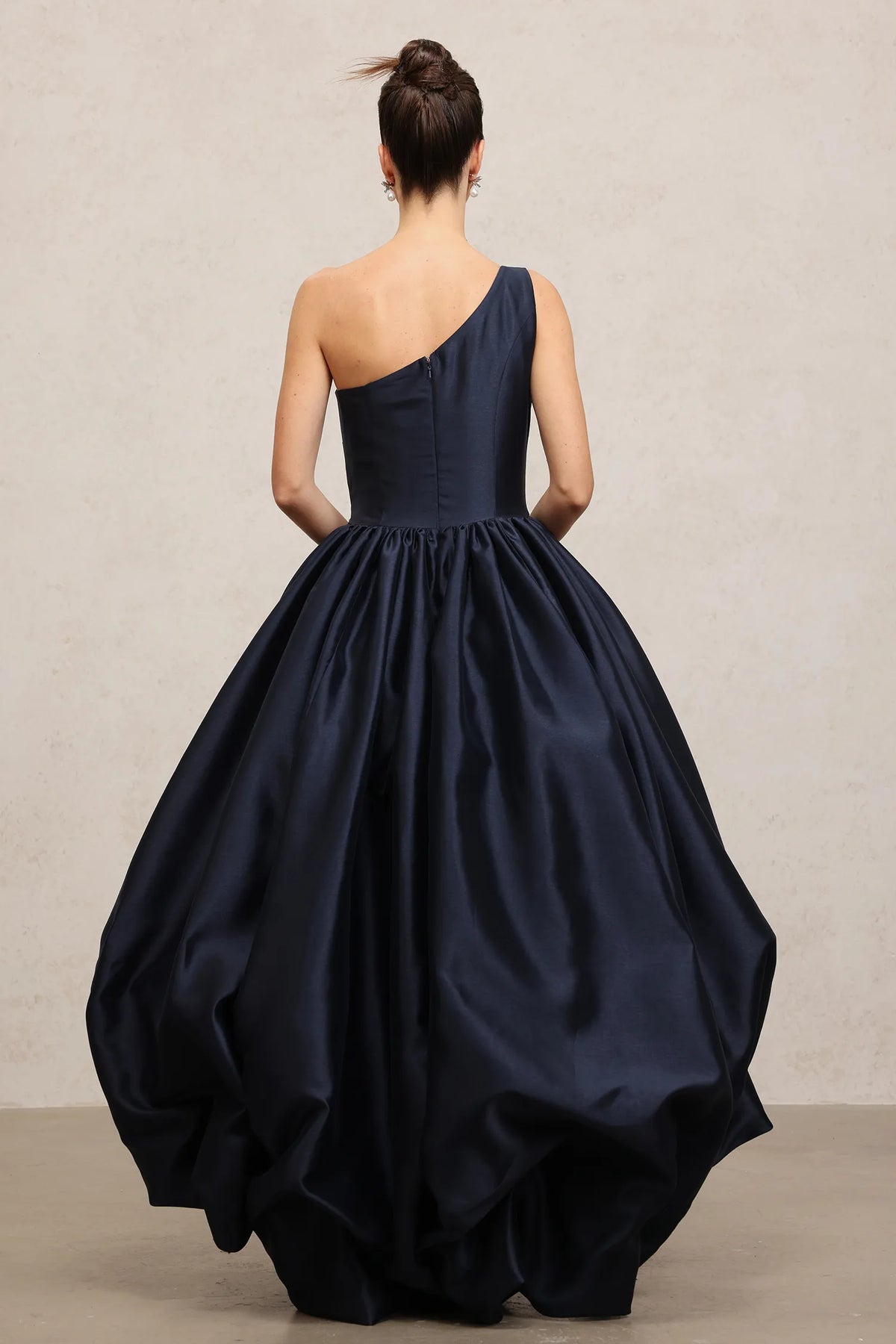 Asymmetric Satin High-Low Gown - Skye & Iris | Ball Gown