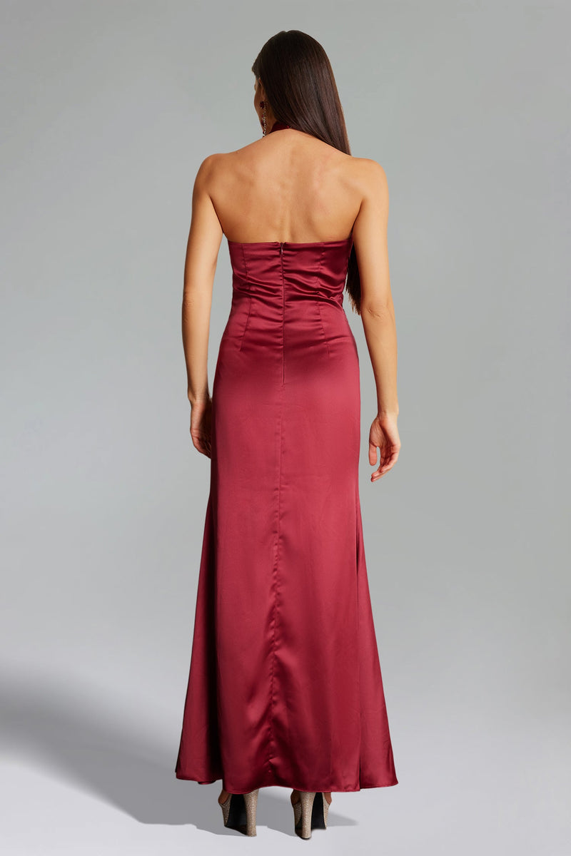 Halle Halter neck Satin Maxi Dress