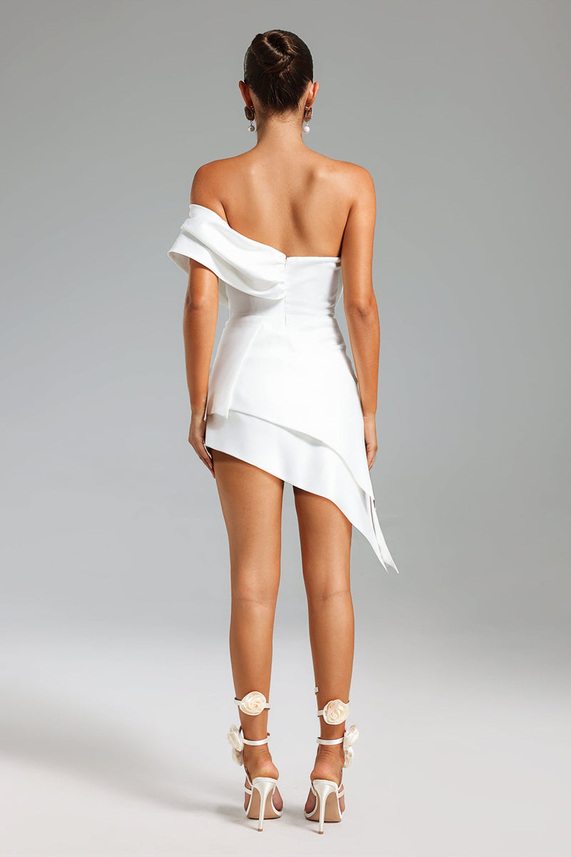 Wynn One-Shoulder Satin Mini Dress