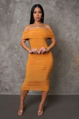 Yasmine Midi Dress – Mustard