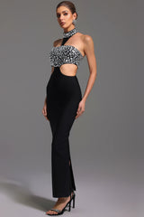 Islay Halter Diamond Hollow Out Bandage Maxi Dress