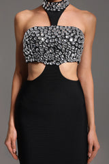 Islay Halter Diamond Hollow Out Bandage Maxi Dress