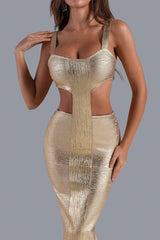 Seraphina Gold Metallic Midi
