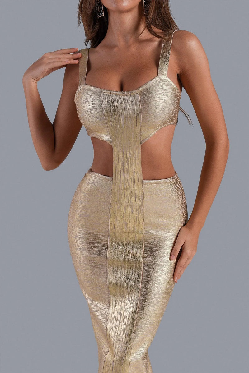 Seraphina Gold Metallic Midi