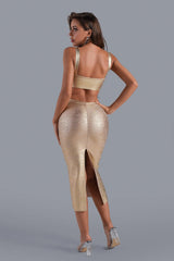 Seraphina Gold Metallic Midi