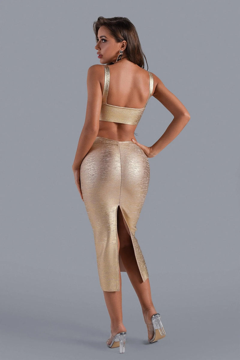 Seraphina Gold Metallic Midi