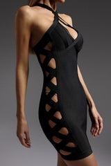 Ravina Cutout Mini Dress – Black